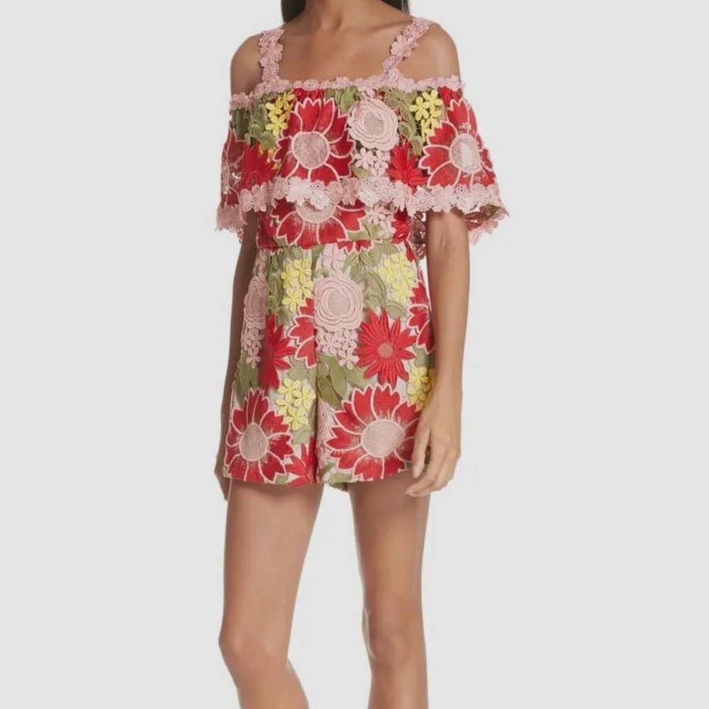 Alice + Olivia Anelle Lace Romper